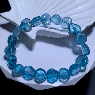 天然冰透托帕石爱心随形手链尼泊尔水晶手串送礼一物一图配饰男女