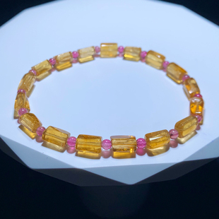 天然巴西金丝雀色黄碧玺随形手链水晶饰品手串送礼物情侣男女朋友