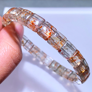 天然共生阿鲁沙手排坦桑尼亚冰透绿柱石水晶情侣款手链送礼物男女