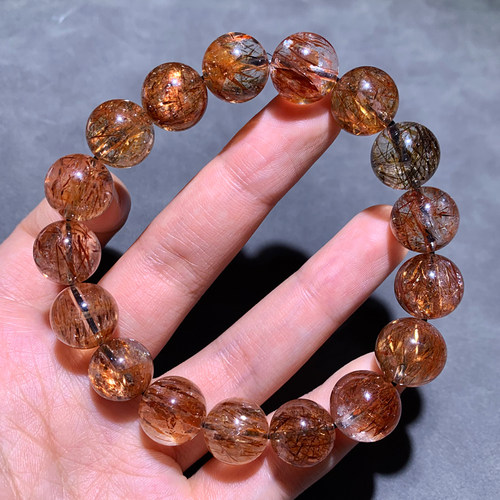 天然顺发共生云母黑金超单圈手链