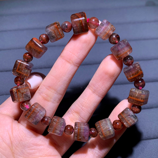 天然极光水晶方糖手链玫瑰手串发晶水晶甜美饰品情侣礼物配饰男女