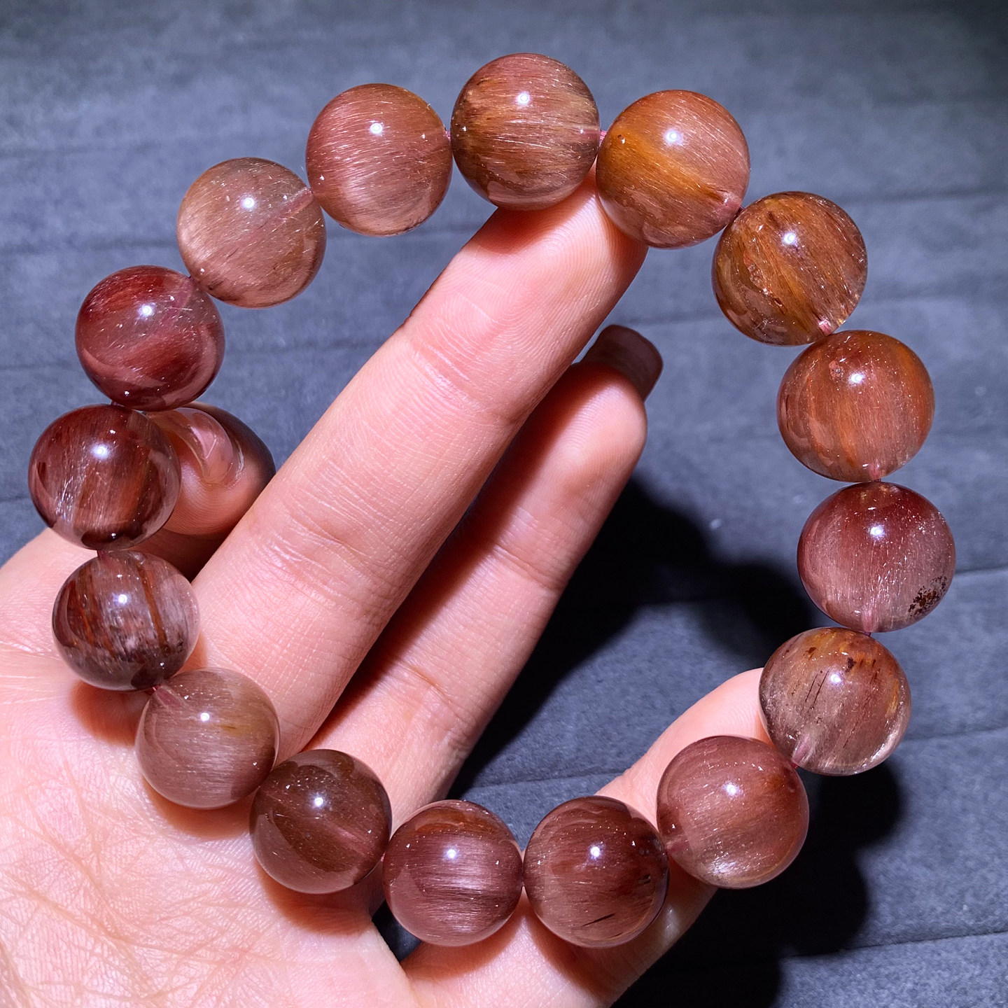 天然顺发粉紫兔毛单圈手链绒发发丝水晶冰透手串甜美饰品礼物款女