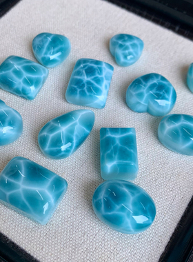天然拉利玛玉化海纹石雕刻件配件