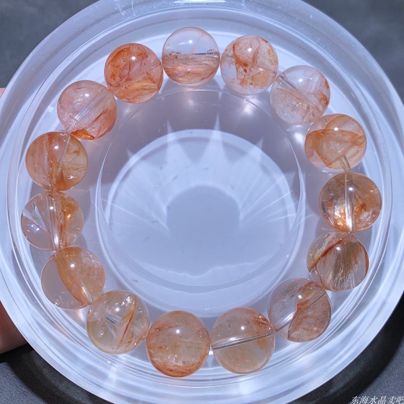天然冰透彩虹胶花手链水晶饰品女