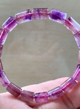 天然紫粉超七桶珠单圈手链礼物女