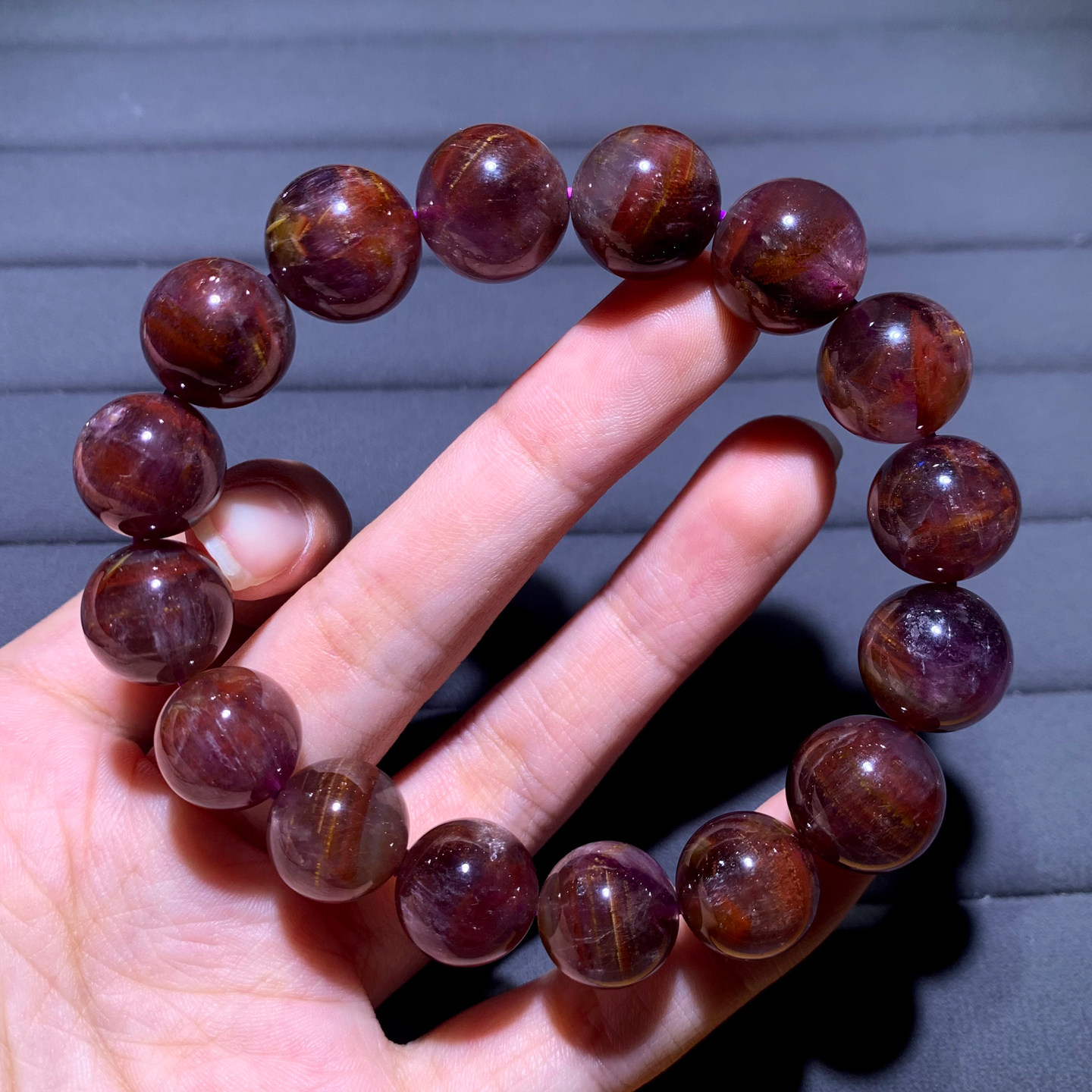 天然极光水晶手串Auralite23玫瑰