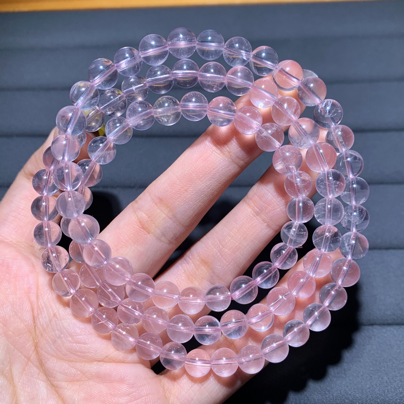 天然星光粉晶手链闪片六芒星粉水晶手串闺蜜饰品芙蓉石礼物送女生