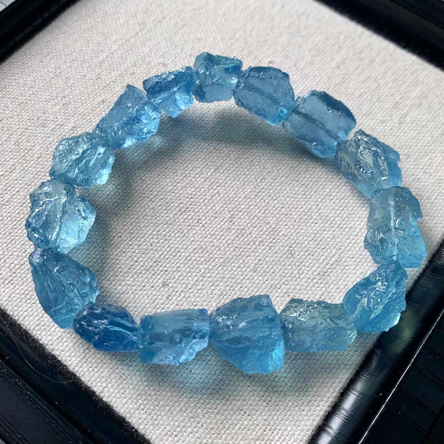 天然湛蓝海蓝宝原石手串魔鬼蓝水