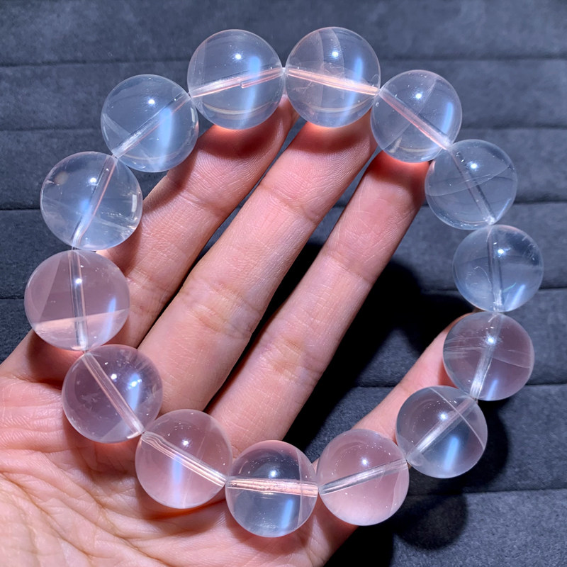 天然聚宝盆月光白幽灵单圈手链女