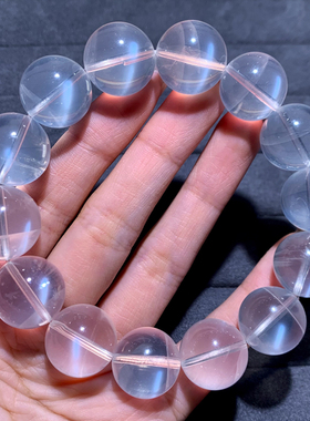 天然聚宝盆月光白幽灵单圈手链女