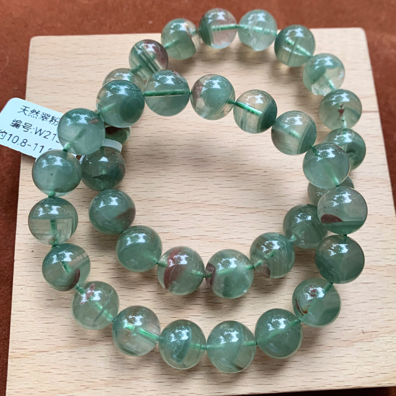 天然翠粉幽灵水晶手链饰品情侣女