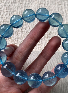 天然星光冰透蓝海蓝宝手链女饰品