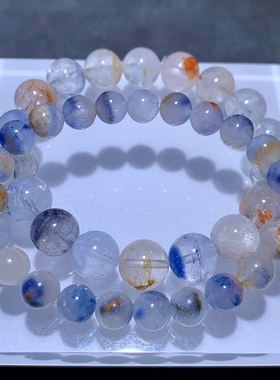 天然小颗粒蓝线石手链饰品情侣款