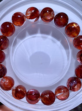 天然巴西胶花水晶手链原色红幽灵红鸩羽黄色异象矿种手串饰品情侣