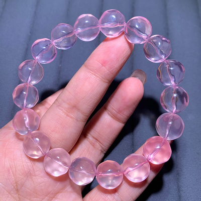 天然星光粉晶菠萝珠水晶手链饰品