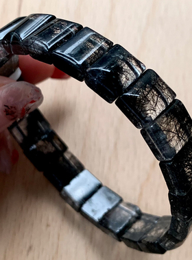 天然透体巴西黑发晶手排送礼男女