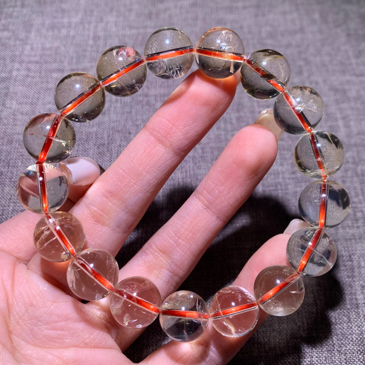 巴西天然黄水晶手链莹润清透金橘黄晶手串百搭饰品情侣款送礼物女