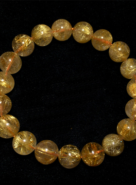 天然浓密顺发金发晶单圈水晶手链