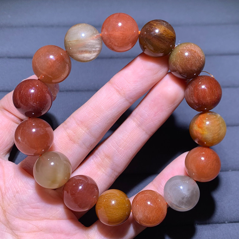 天然彩兔毛手链单圈顺发拉丝发晶手串情侣饰品民族风一物一图女生