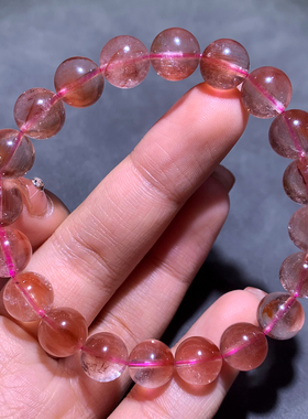 天然冰透顺发粉紫兔毛手链绒发女