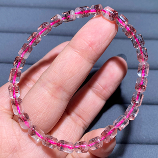 天然金草莓毒液超七桶珠超级七彼岸花金字塔共生黑云母手串送礼物