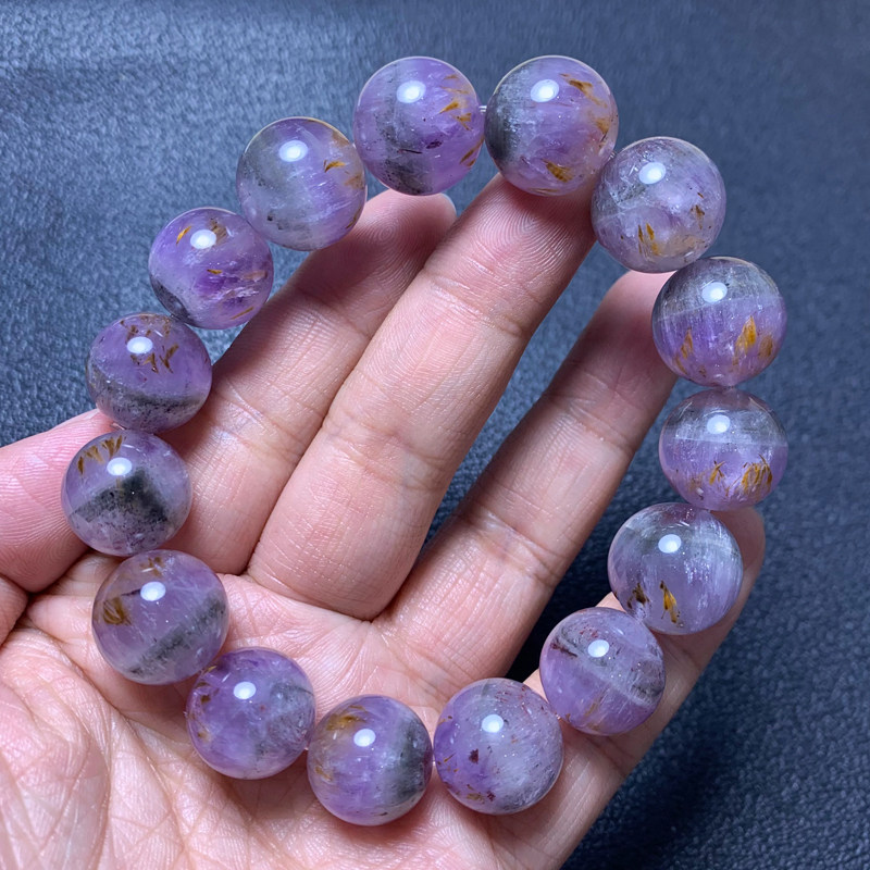 天然紫钛极光串Auralite23手链女