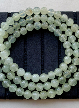 天然冰透绿柱石三圈手链海蓝宝女