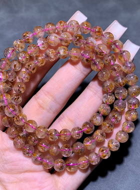 天然金钛极光三圈手链Auralite23