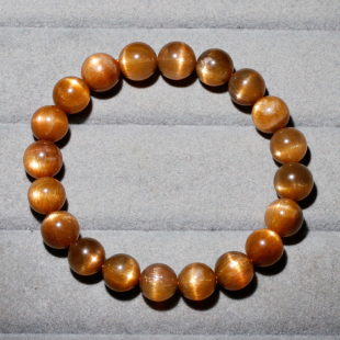 天然强猫眼黑金骨干长石手链金黄色手串长石日光石水晶饰品礼物女