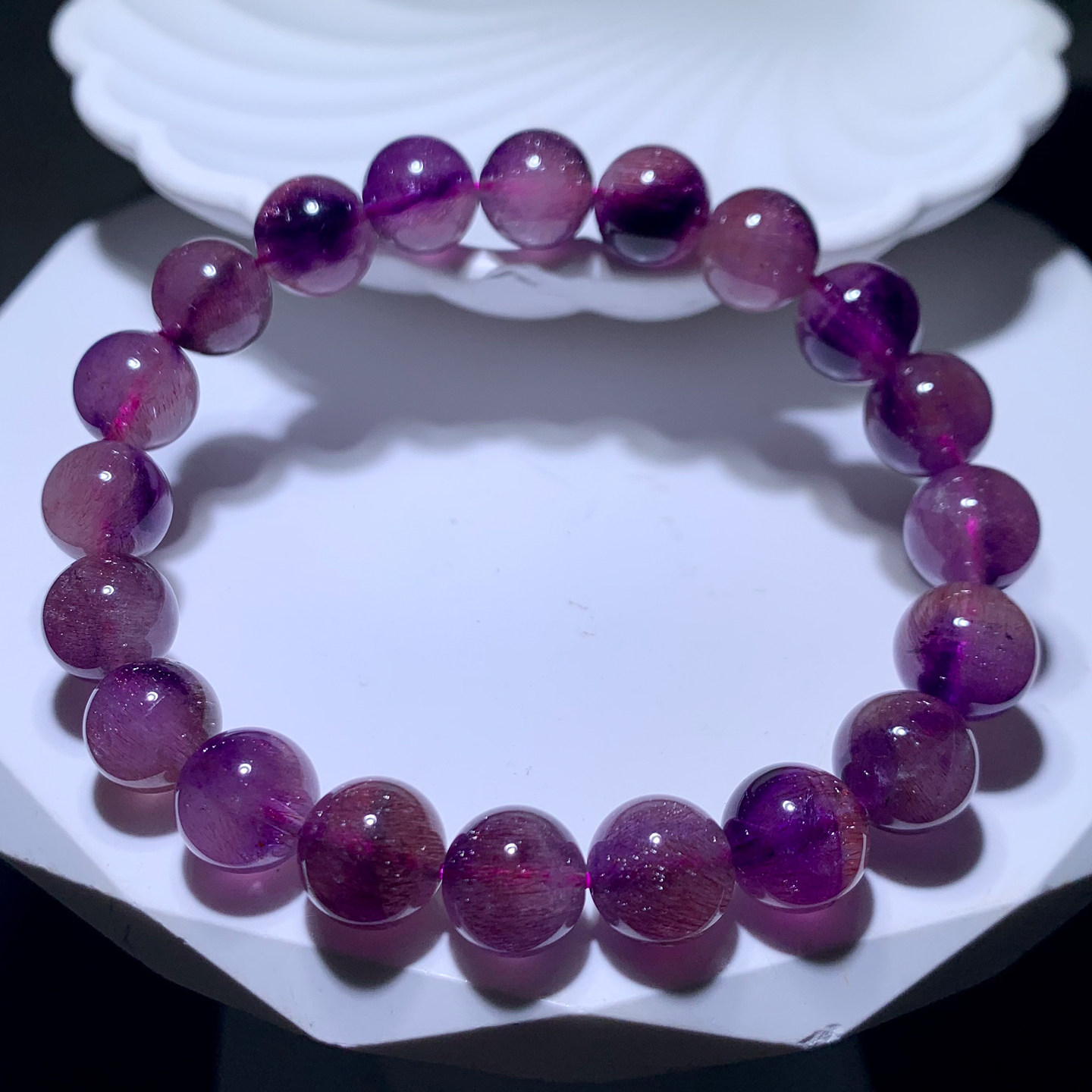 天然紫超七单圈水晶手链紫发晶顺发超级七手串甜美饰情侣闺蜜礼物