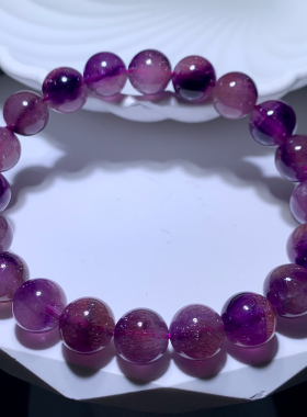 天然紫超七单圈水晶手链紫发晶顺发超级七手串甜美饰情侣闺蜜礼物