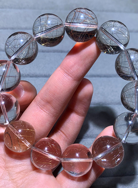 天然透体银发晶单圈水晶手链饰品