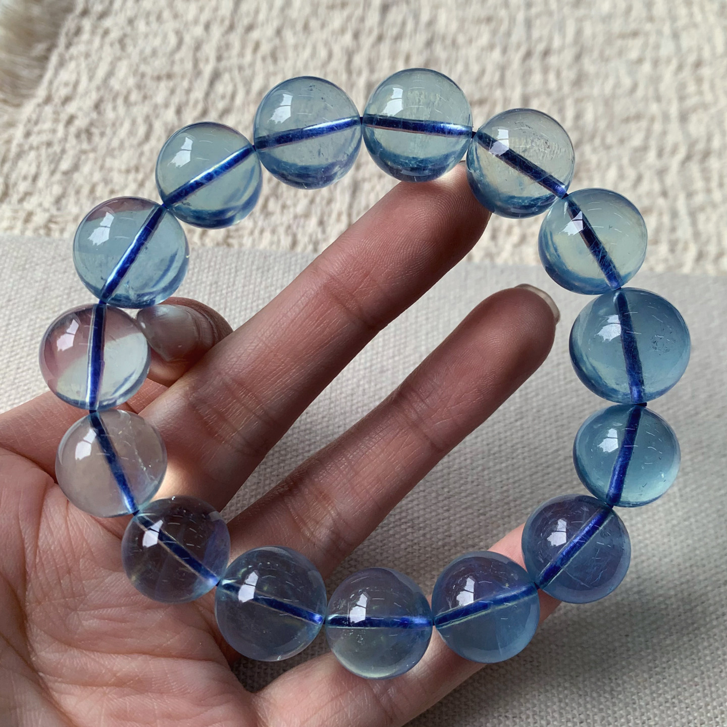 巴西天然冰透海蓝宝手链魔鬼蓝绿柱石湛蓝水晶手串饰品礼物情侣女