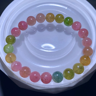 天然马卡龙彩虹碧玺手链糖果色西瓜宝石手串水晶饰品送礼物情侣款