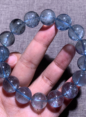 天然巴西云母闪片星光海蓝宝手链