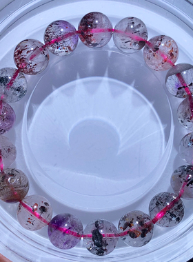 天然三轮骨干超七闪片手链金草莓