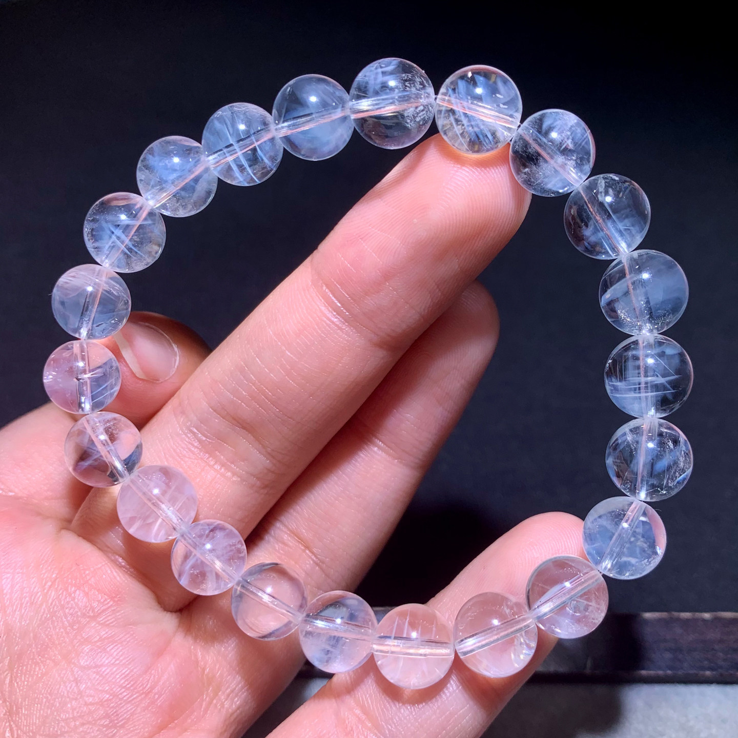 天然冰透蓝针水晶单圈手链异象女