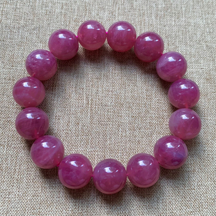 天然马达加斯加紫马粉手链果冻粉晶手串冰透芙蓉石水晶礼物饰品女