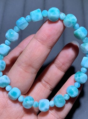 天然拉利玛玉化海纹石方糖手链