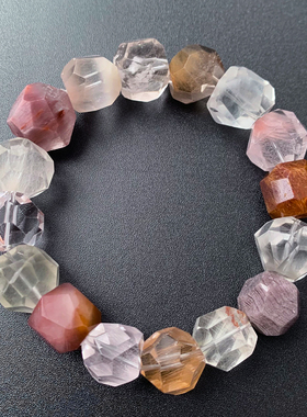 天然冰透兔毛幽灵随形水晶单圈