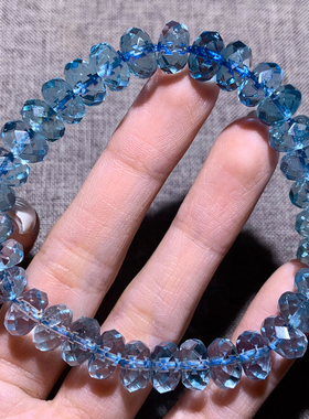 天然冰种透体托帕石刻面盘珠手链