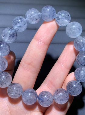 天然蓝钢丝发单圈手链饰品女