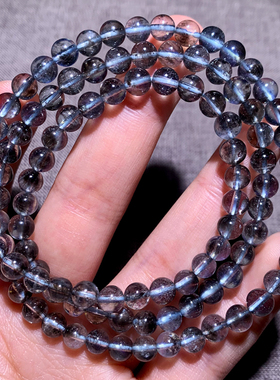 天然云母星光海蓝宝三圈手链饰品