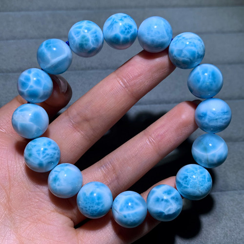 天然拉利玛玉化海纹石单圈水晶女