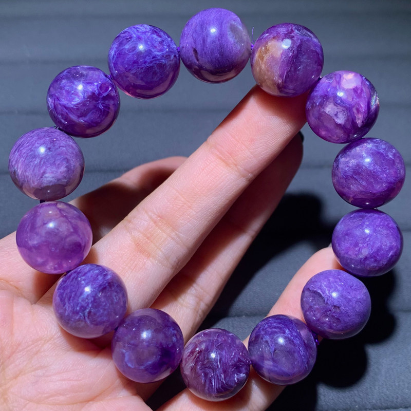 天然玉化紫龙晶手链粉俄罗斯手串