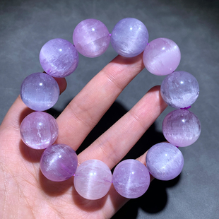 天然拉丝老矿猫眼紫锂辉手链紫色宝石薰衣草手串紫水晶皇后女生
