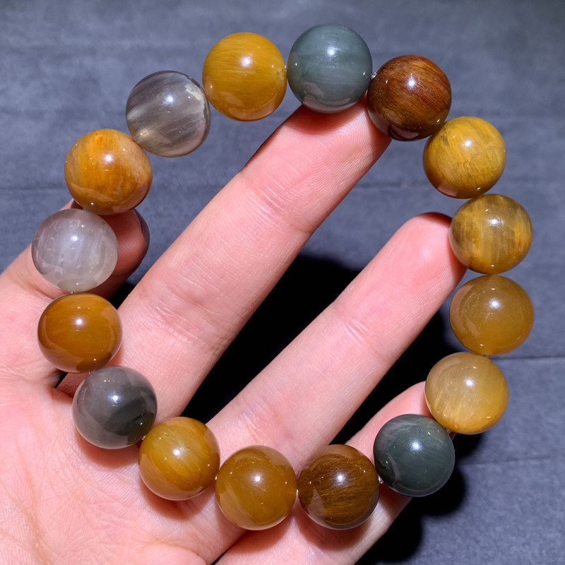 天然顺发黄彩兔毛手链单圈彩发晶水晶情侣手串饰品礼品时尚男女款