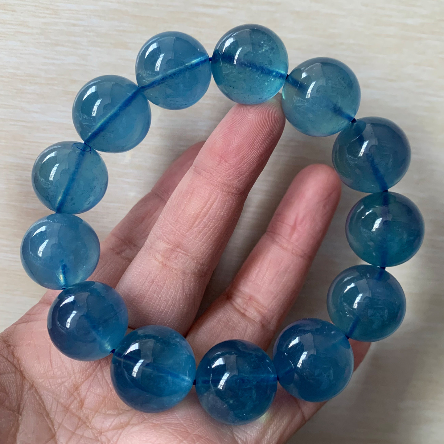 巴西天然星光魔鬼蓝海蓝宝手链绿柱石水晶手串饰品送礼物情侣男女