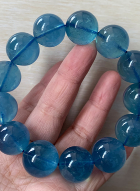 巴西天然星光魔鬼蓝海蓝宝手链女