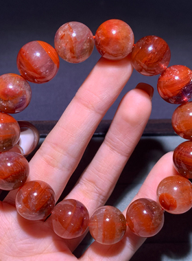 天然红极光水晶单圈手链玫瑰水晶